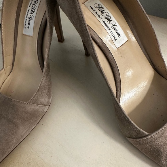 Saks Fifth Avenue Taupe Suede Heels - Picture 2 of 8
